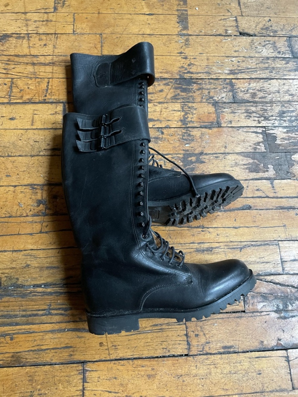 Nathalie M
Women's Black Lace-Up Tall Combat Boots with Buckle Straps